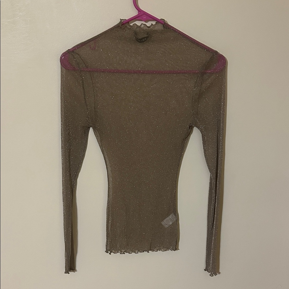 DO+BE Shimmering sheer gold Long Sleeve Top small